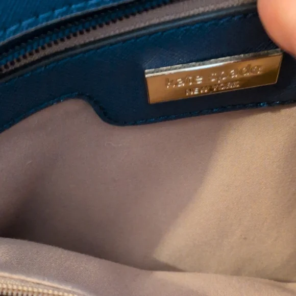 kate spade navy blue tote with gold plaque - Picture 13 of 16